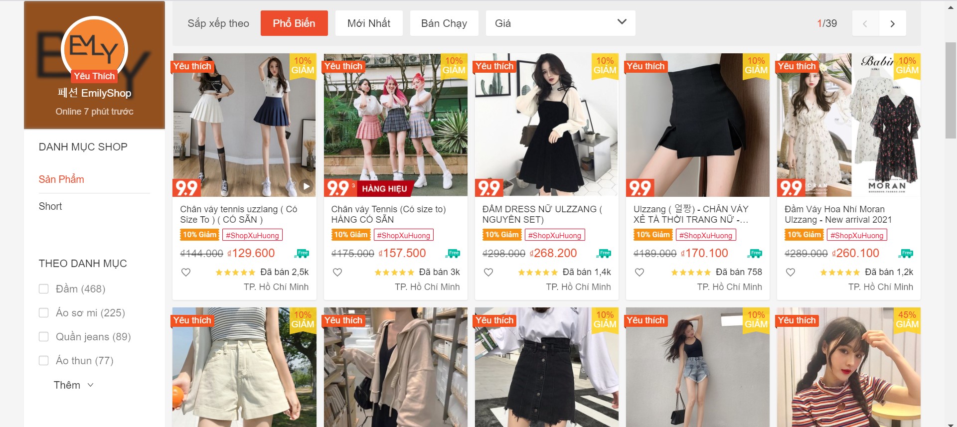 shop bán quần áo Hàn Quốc