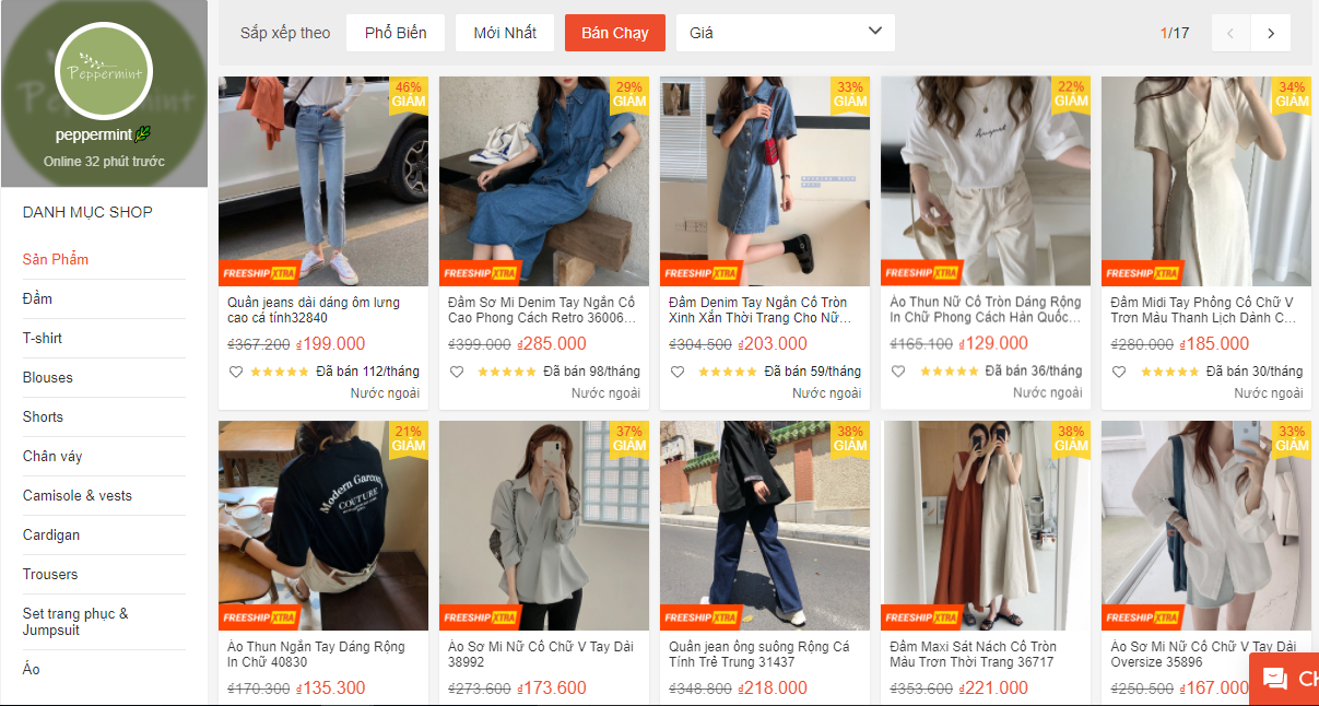 Peppermint.vn - Shop thời trang quốc tế uy tín trên Shopee