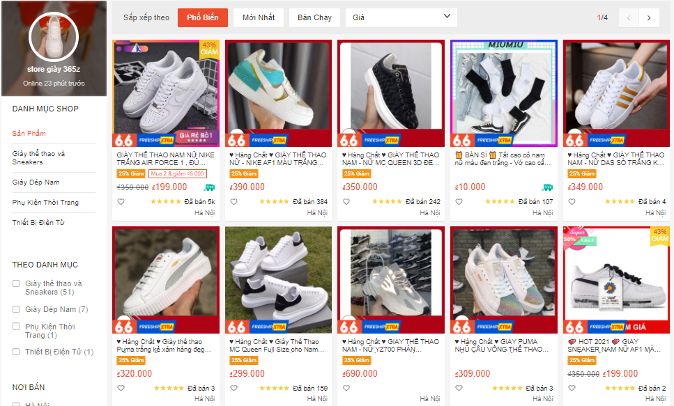 shop bán giày Sneaker uy tín trên Shopee