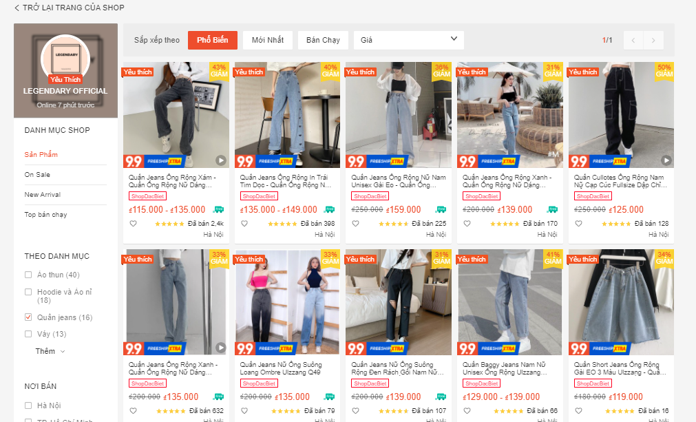 shop bán quần jean đẹp trên shopee Legendary Official