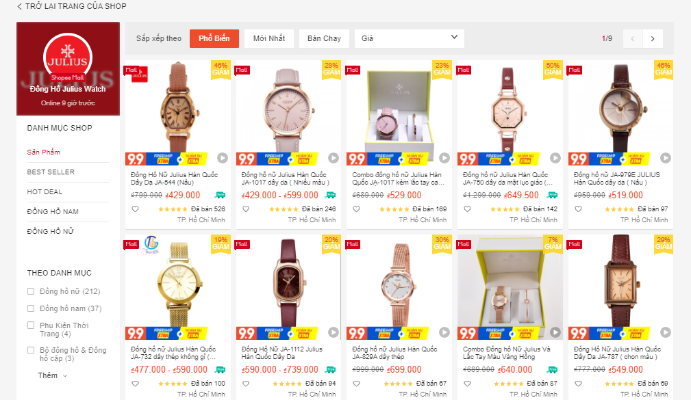 shop bán đồng hồ cực uy tín trên shopee