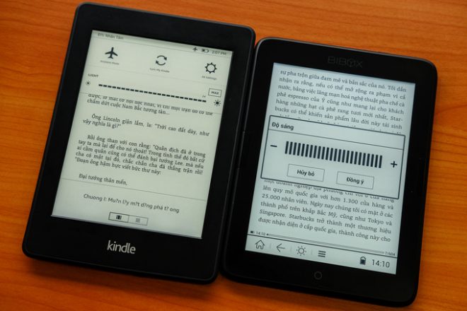 Máy đọc sách Bibox B2 được trang bị đèn cảm ứng và độ phân giải lớn