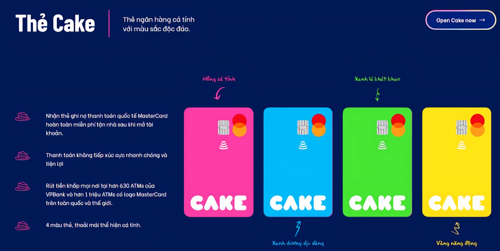 Tài khoản Cake là gì? Phát hành thẻ Cake nhiều màu sắc