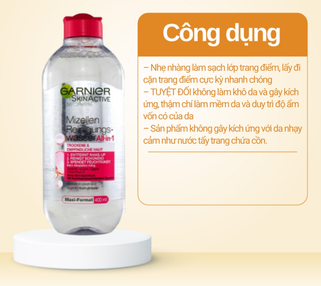 Review nước tẩy trang Garnier nắp hồng đậm